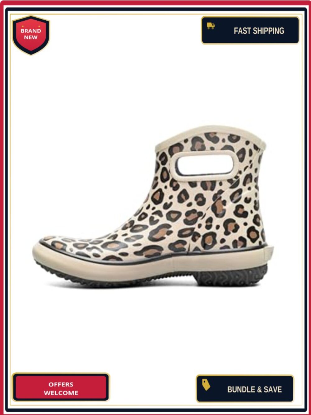 Waterproof Rubber Ankle Boot Women Pull-On Rain Boot
